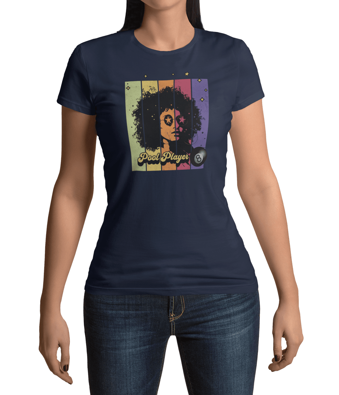 Retro Star Pool Player - Women's Fitted Tee - BFLY BILLIARDS