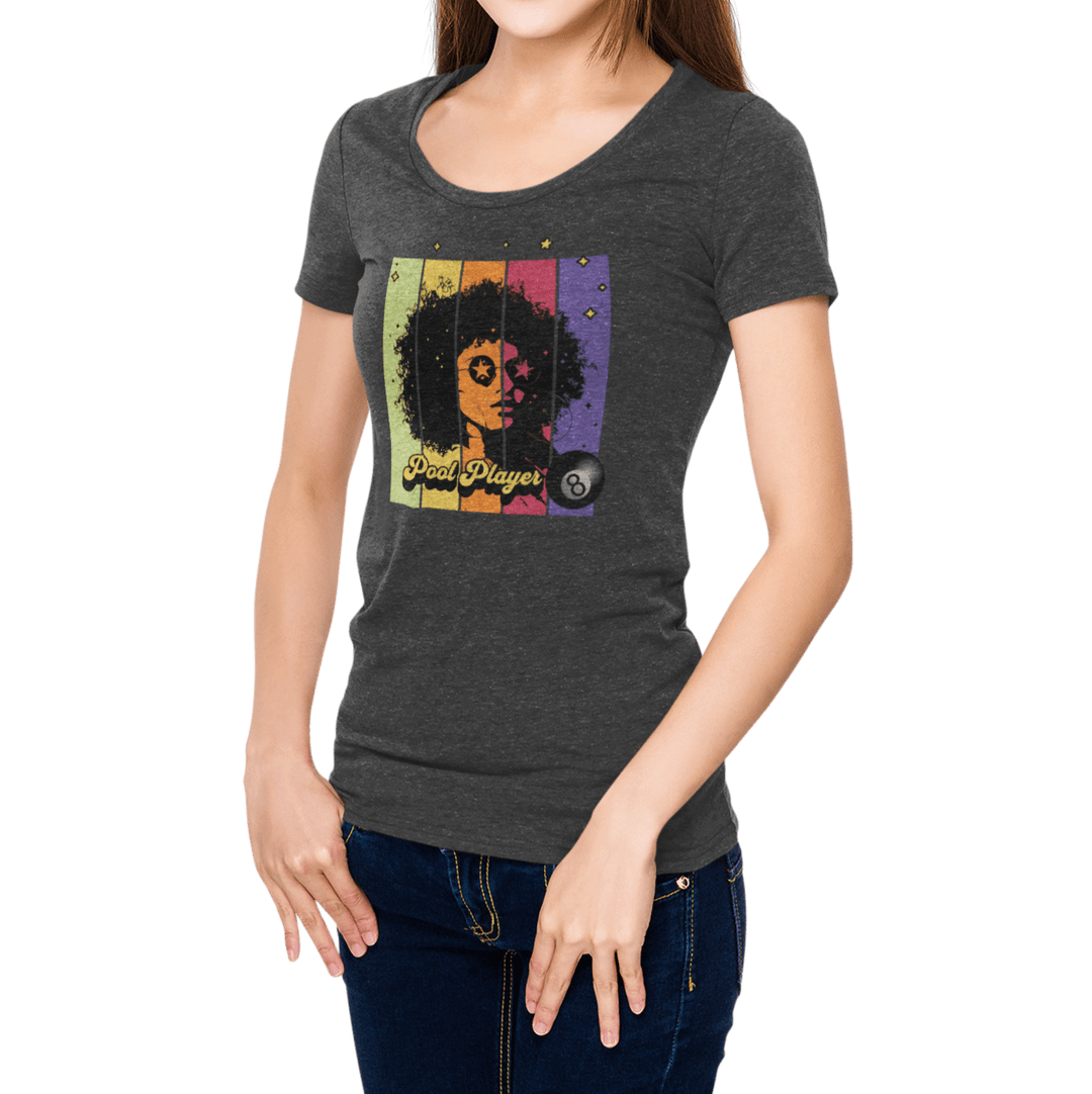 Retro Star Pool Player - Women's Fitted Tee - BFLY BILLIARDS