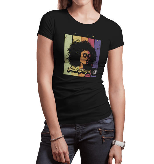 Retro Star Pool Player - Women's Fitted Tee - BFLY BILLIARDS