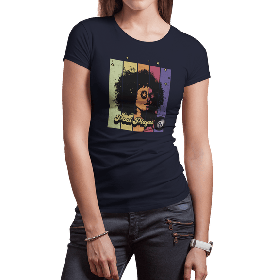 Retro Star Pool Player - Women's Fitted Tee - BFLY BILLIARDS