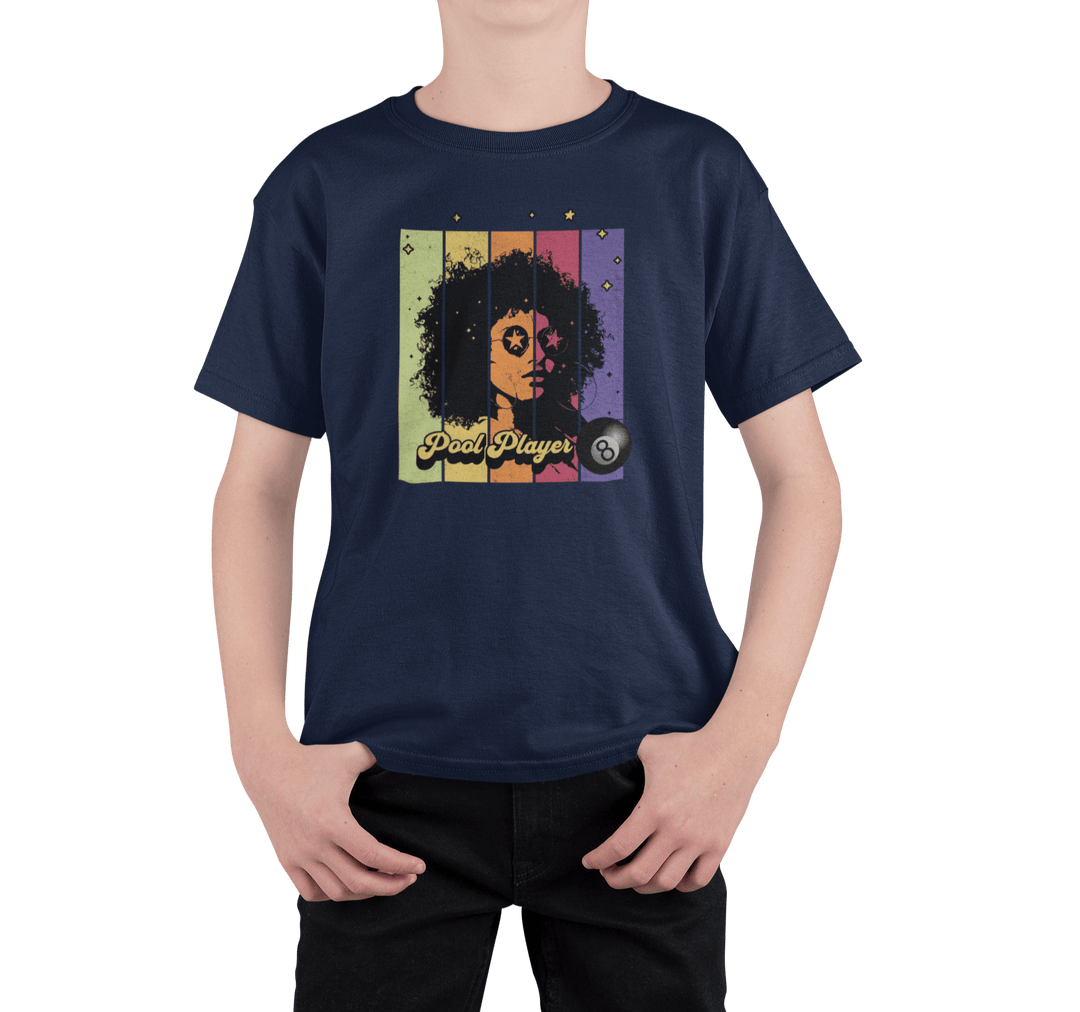 Retro Star Pool Player - Youth Cotton Tee - BFLY BILLIARDS