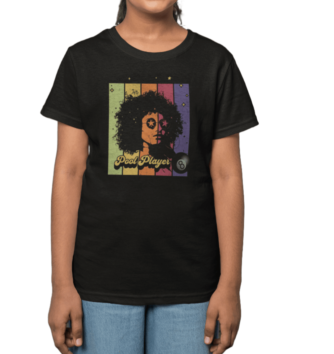 Retro Star Pool Player - Youth Cotton Tee - BFLY BILLIARDS