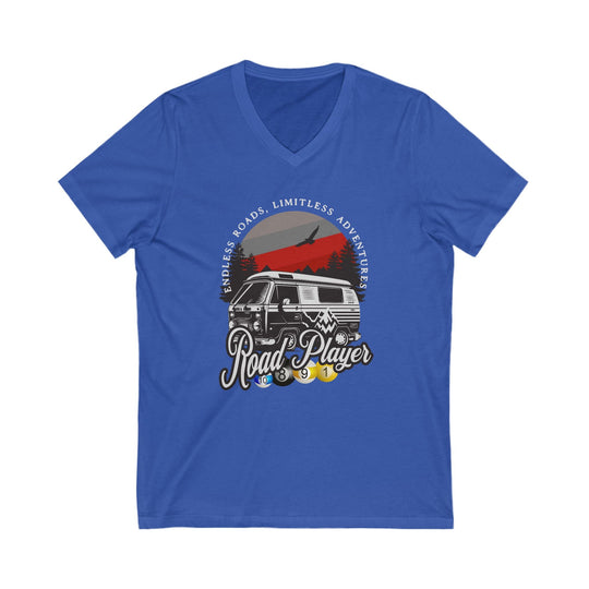 Road Player - Limitless Adventures - Unisex V - Neck Tee - BFLY BILLIARDS