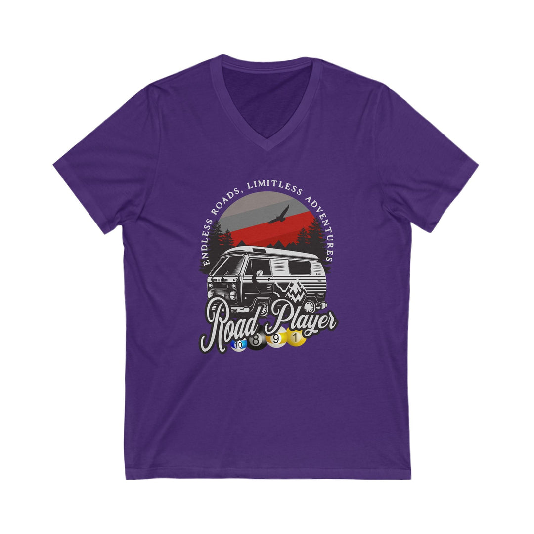 Road Player - Limitless Adventures - Unisex V - Neck Tee - BFLY BILLIARDS