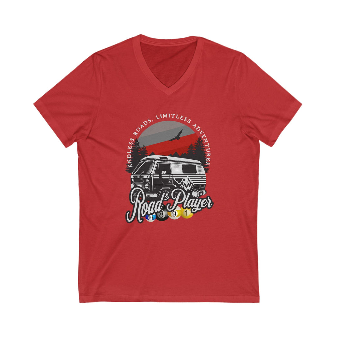 Road Player - Limitless Adventures - Unisex V - Neck Tee - BFLY BILLIARDS