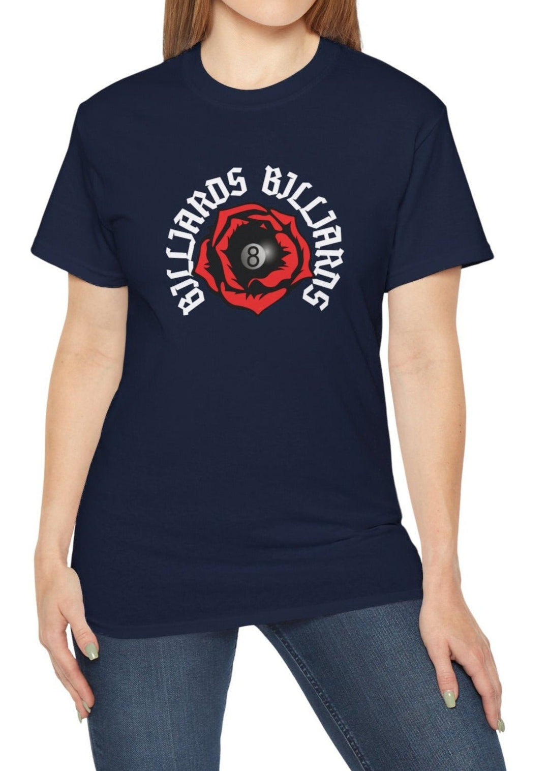 Rose 8 Ball Billiards - Custom Cotton T-Shirt - BFLY BILLIARDS