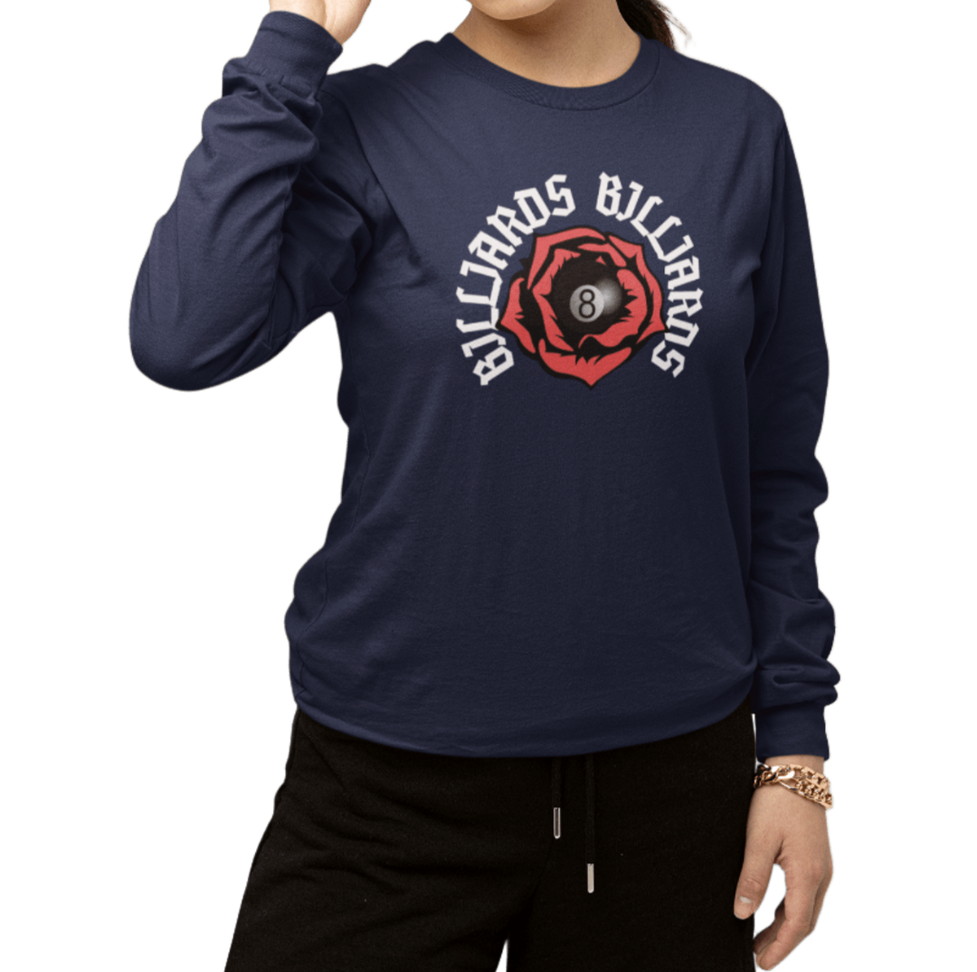 Rose 8 Ball Billiards - Custom Long Sleeve Tee - BFLY BILLIARDS
