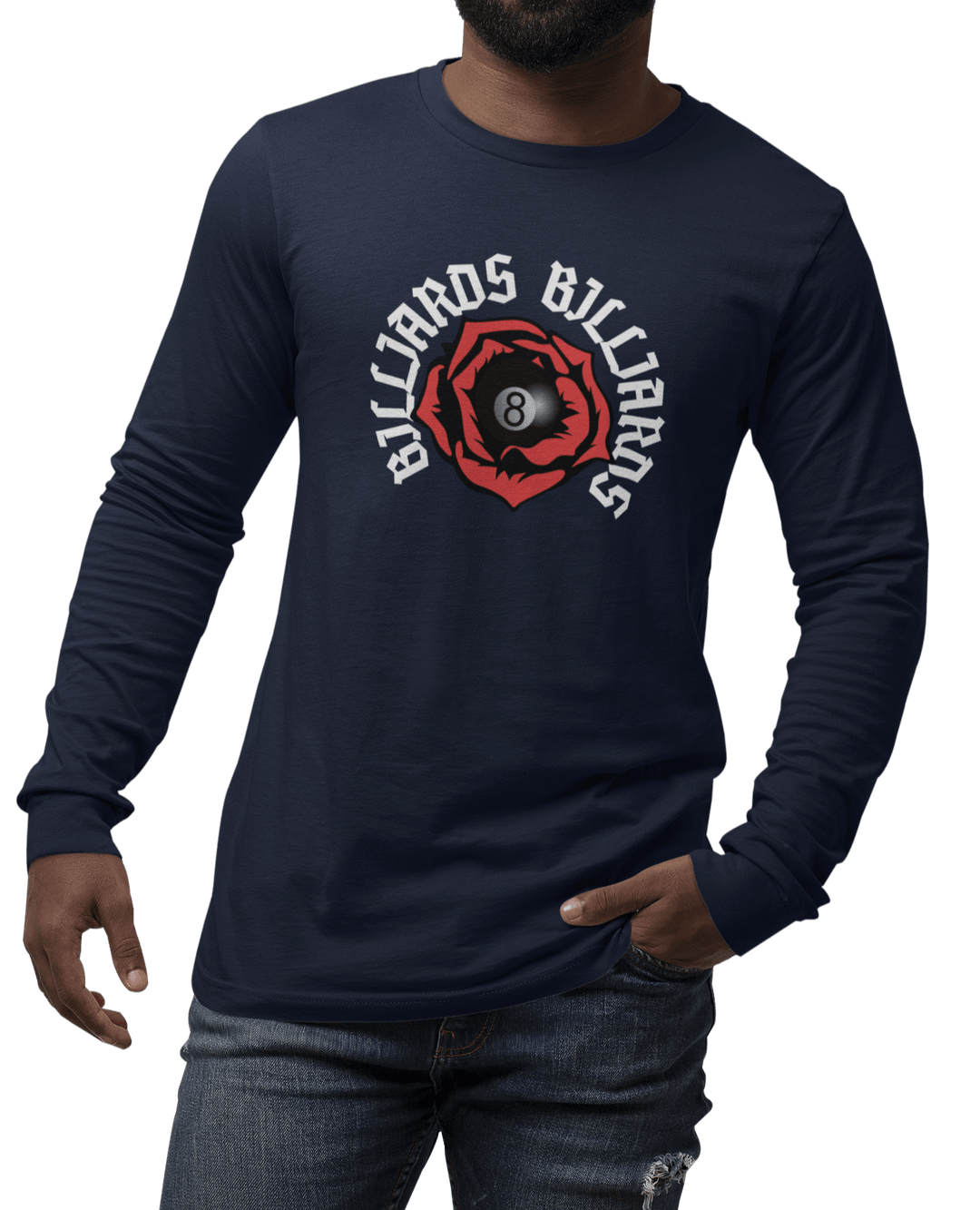 Rose 8 Ball Billiards - Custom Long Sleeve Tee - BFLY BILLIARDS