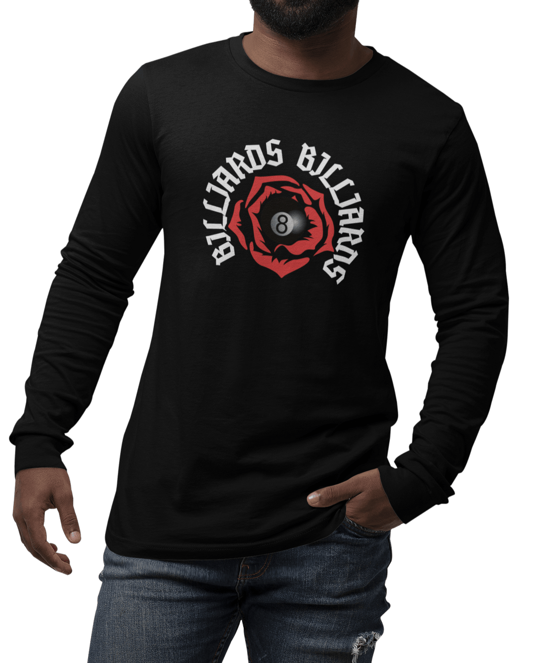 Rose 8 Ball Billiards - Custom Long Sleeve Tee - BFLY BILLIARDS