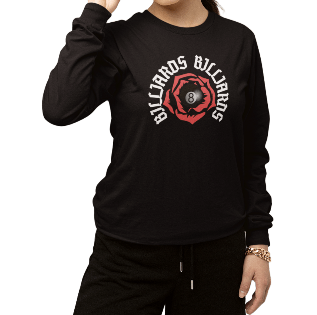 Rose 8 Ball Billiards - Custom Long Sleeve Tee - BFLY BILLIARDS