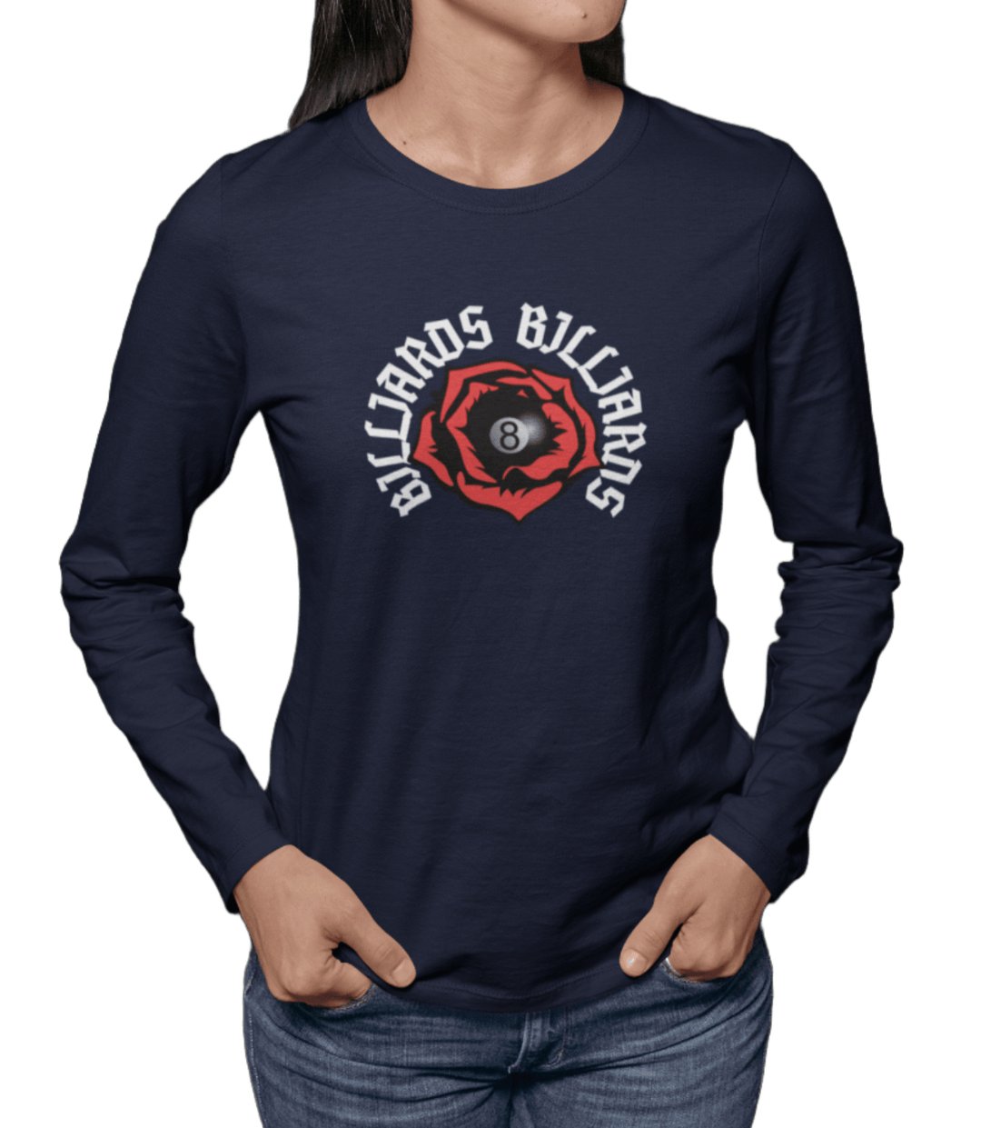 Rose 8 Ball Billiards - Custom Long Sleeve Tee - BFLY BILLIARDS