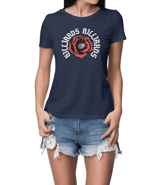Rose 8 Ball Billiards - Custom Women's Fitted Tee - BFLY BILLIARDS