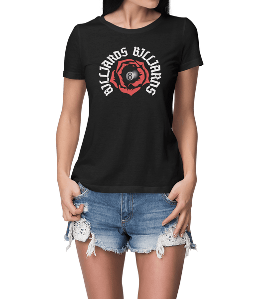 Rose 8 Ball Billiards - Custom Women's Fitted Tee - BFLY BILLIARDS