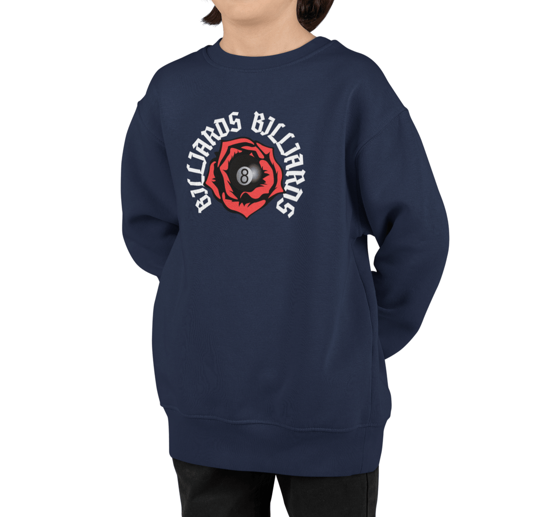Rose 8 Ball Billiards - Youth Crewneck Sweatshirt - BFLY BILLIARDS
