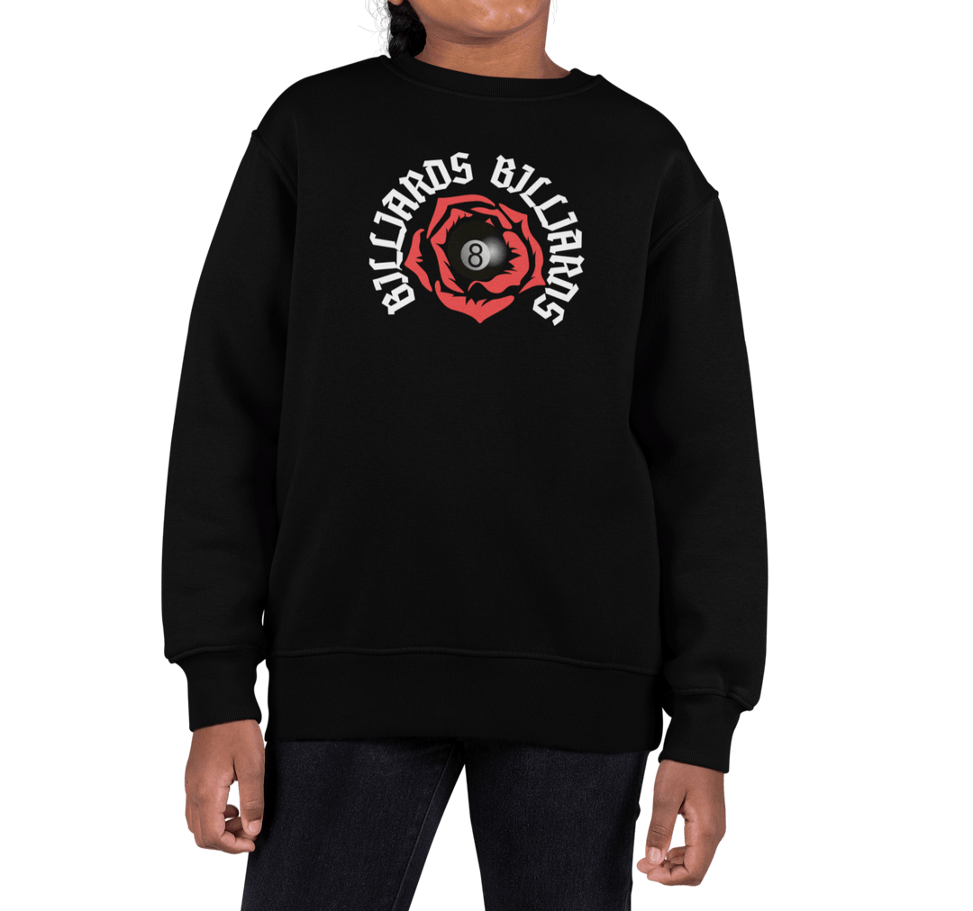Rose 8 Ball Billiards - Youth Crewneck Sweatshirt - BFLY BILLIARDS