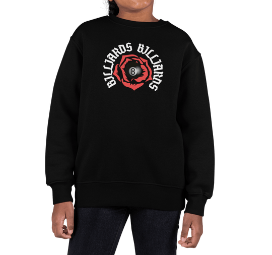 Rose 8 Ball Billiards - Youth Crewneck Sweatshirt - BFLY BILLIARDS