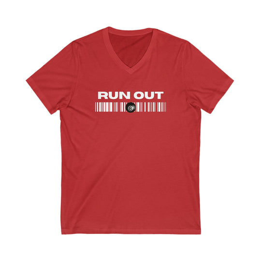 Run Out 8 Ball Scan - Unisex V - Neck Tee - BFLY BILLIARDS
