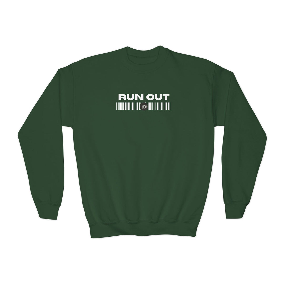 Run Out 8 Ball Scan - Unisex Youth Crewneck Sweatshirt - BFLY BILLIARDS