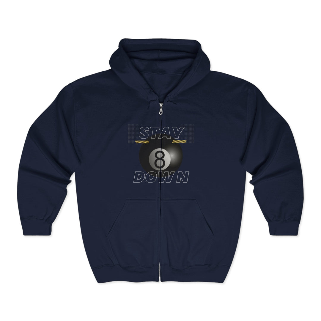 Stay Down 8 Ball Billiards - Full Zip Hoodie - BFLY BILLIARDS