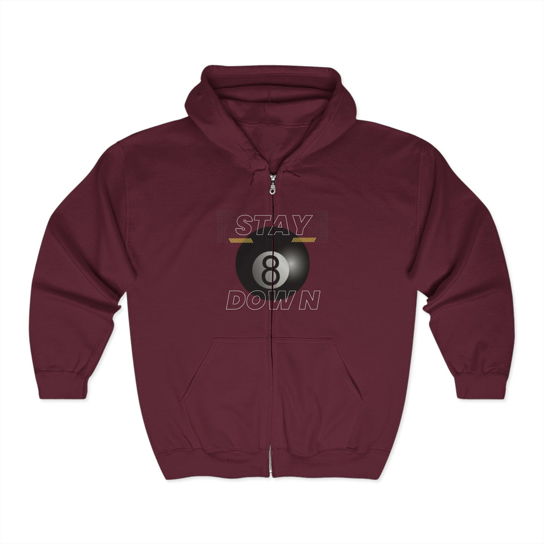 Stay Down 8 Ball Billiards - Full Zip Hoodie - BFLY BILLIARDS