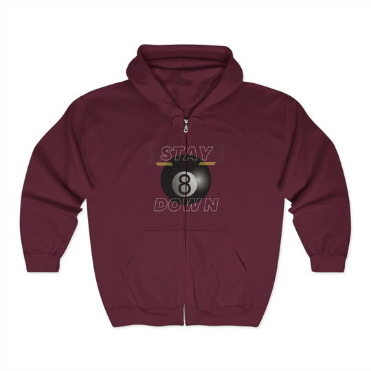 Stay Down 8 Ball Billiards - Full Zip Hoodie - BFLY BILLIARDS