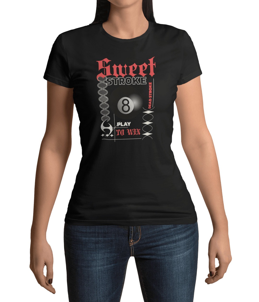 Sweet Stroke 8 Ball - Custom Women's Fitted Tee - BFLY BILLIARDS