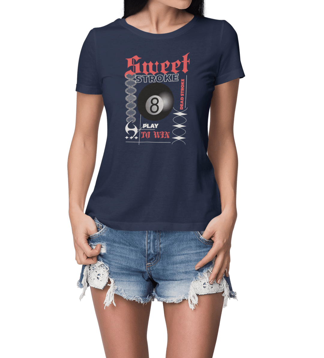 Sweet Stroke 8 Ball - Custom Women's Fitted Tee - BFLY BILLIARDS