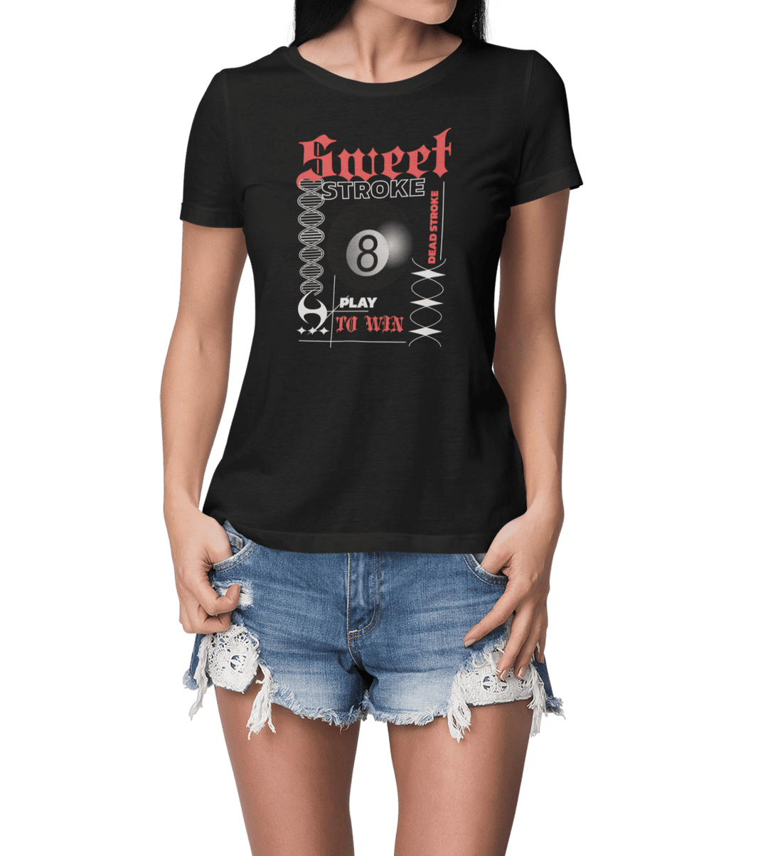 Sweet Stroke 8 Ball - Custom Women's Fitted Tee - BFLY BILLIARDS