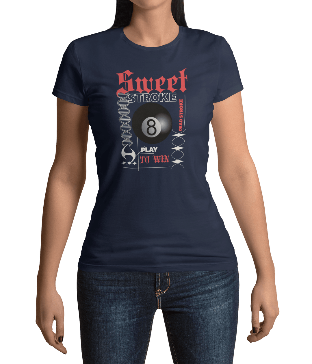 Sweet Stroke 8 Ball - Custom Women's Fitted Tee - BFLY BILLIARDS