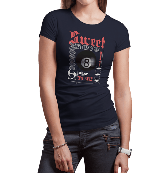 Sweet Stroke 8 Ball - Custom Women's Fitted Tee - BFLY BILLIARDS