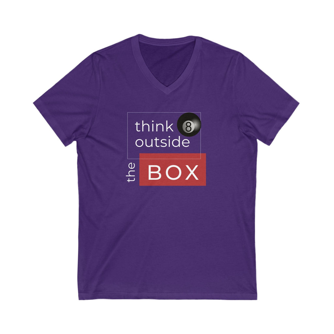 Think Outside the Box - 8 Ball - Unisex V - Neck Tee - BFLY BILLIARDS