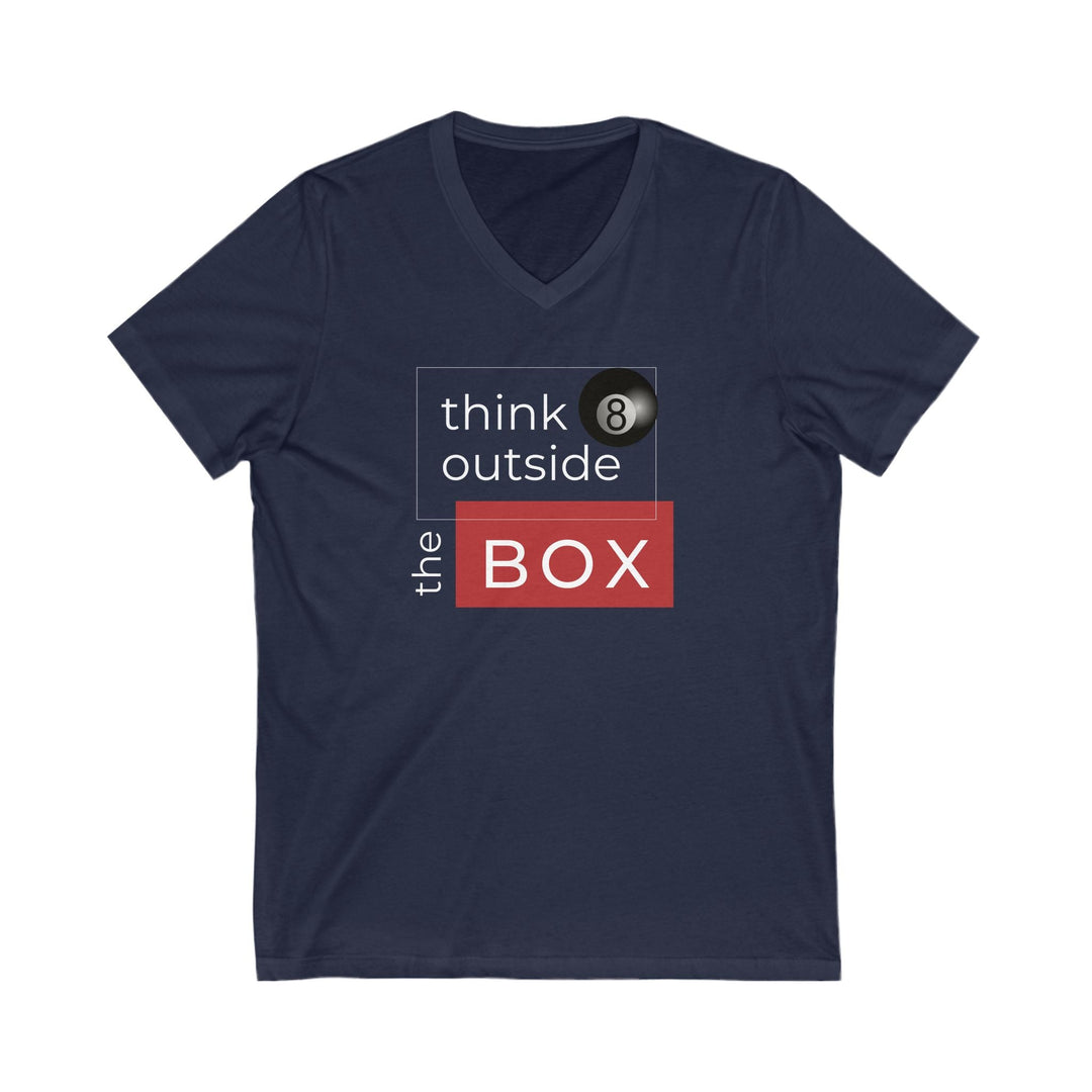Think Outside the Box - 8 Ball - Unisex V - Neck Tee - BFLY BILLIARDS