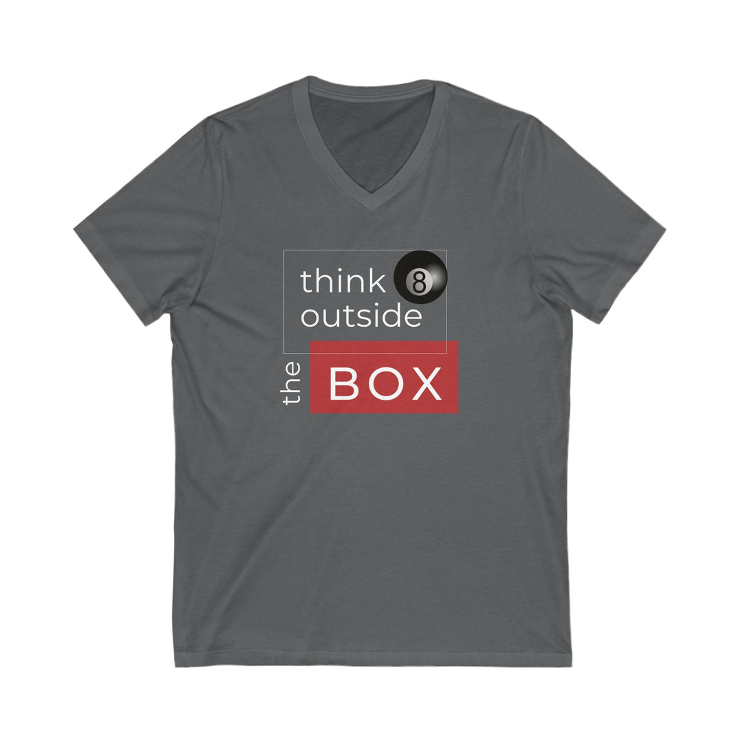 Think Outside the Box - 8 Ball - Unisex V - Neck Tee - BFLY BILLIARDS