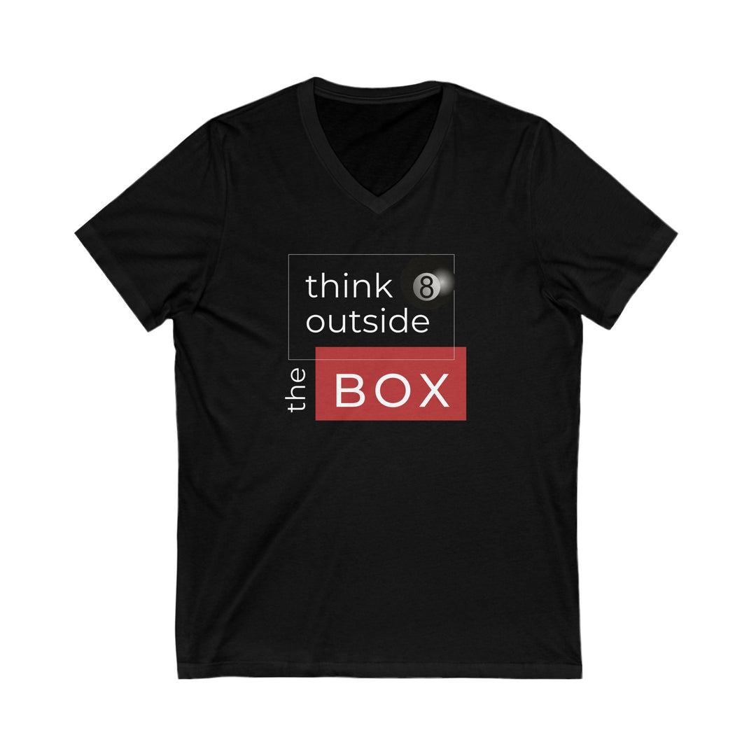 Think Outside the Box - 8 Ball - Unisex V - Neck Tee - BFLY BILLIARDS
