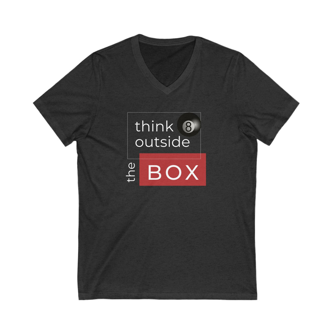 Think Outside the Box - 8 Ball - Unisex V - Neck Tee - BFLY BILLIARDS