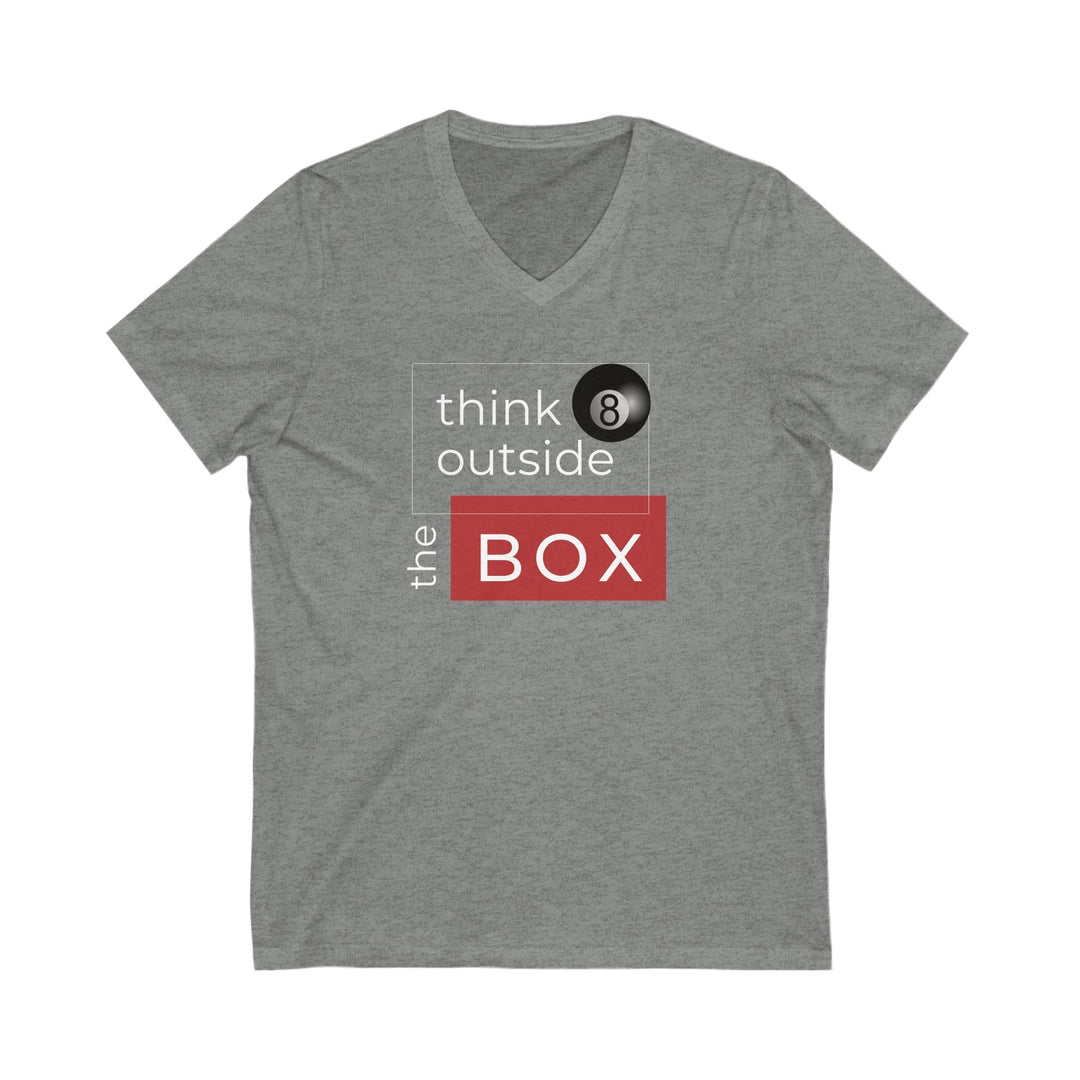 Think Outside the Box - 8 Ball - Unisex V - Neck Tee - BFLY BILLIARDS