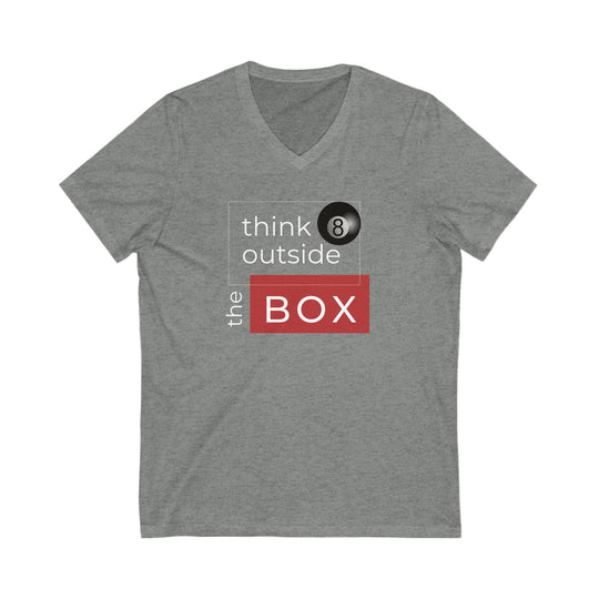 Think Outside the Box - 8 Ball - Unisex V - Neck Tee - BFLY BILLIARDS