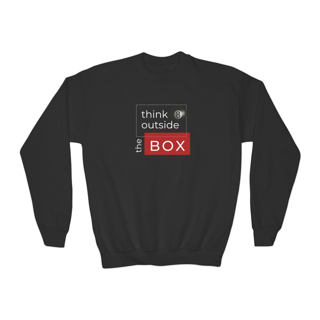 Think Outside the Box - 8 Ball - Unisex Youth Crewneck Sweatshirt - BFLY BILLIARDS