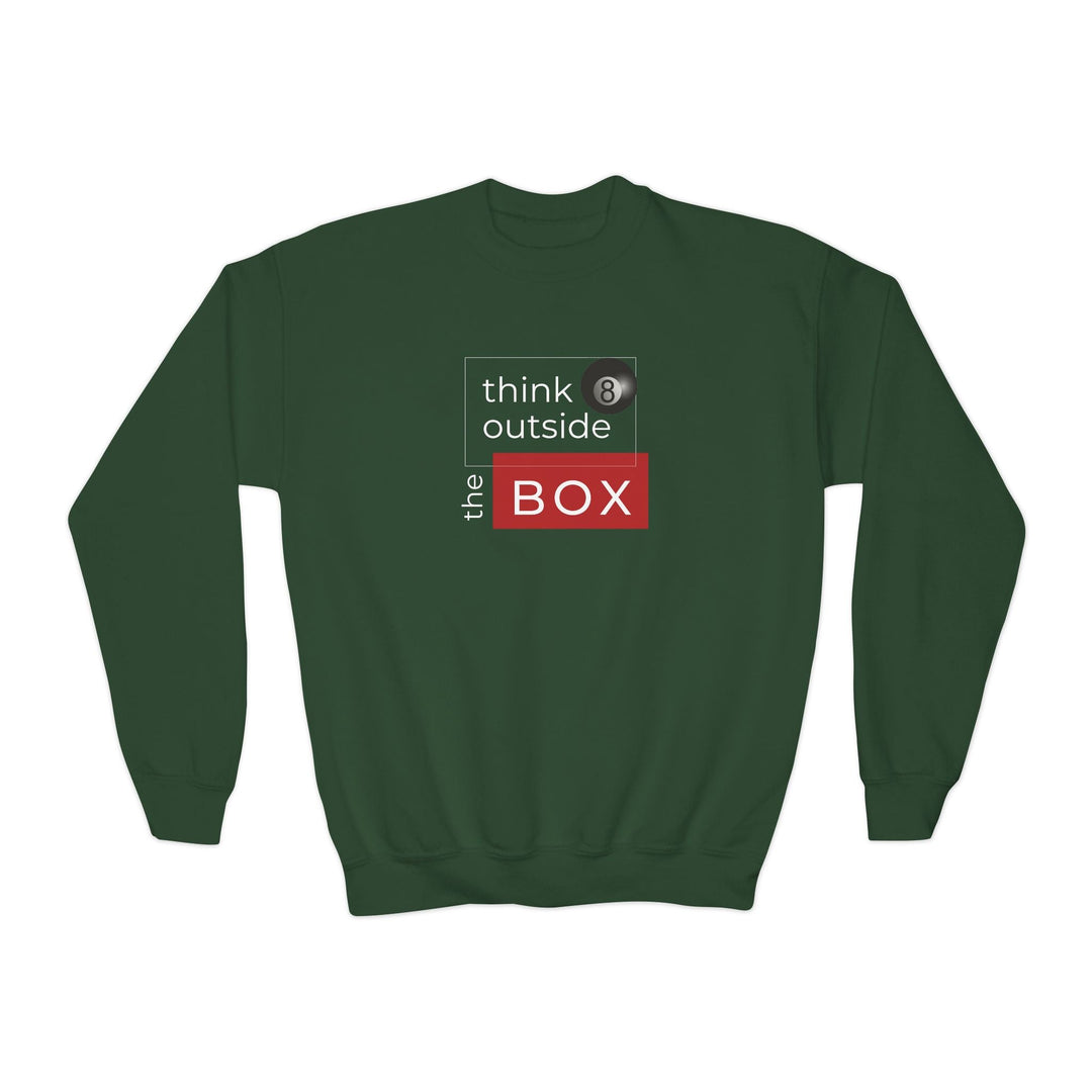 Think Outside the Box - 8 Ball - Unisex Youth Crewneck Sweatshirt - BFLY BILLIARDS
